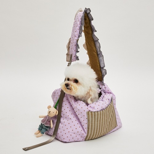 Louisdog 紫色波點荷葉邊斜背包