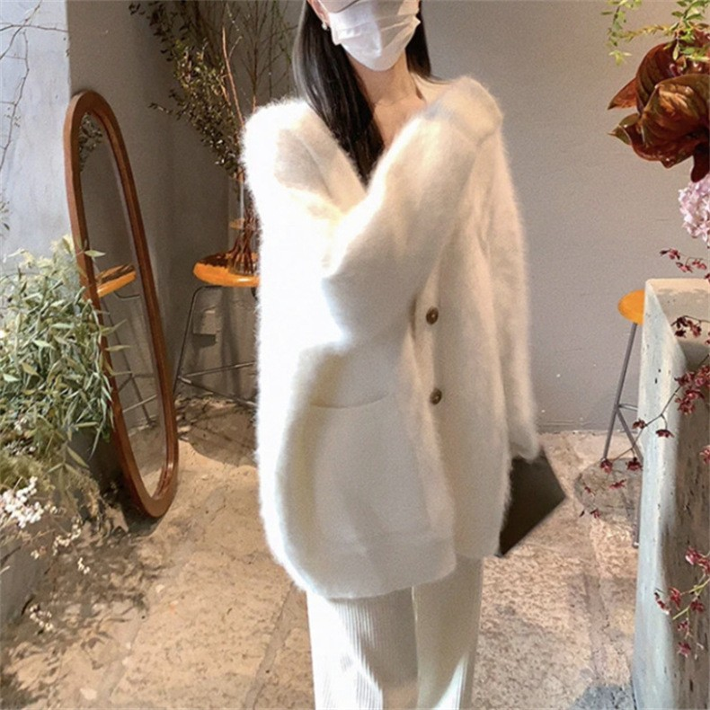 Faux Mink Velvet Soft Knit Cardigan