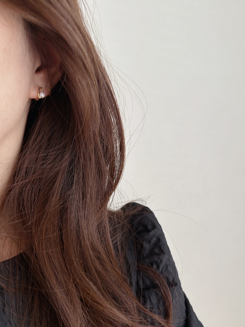 S925 oval pearl pierce