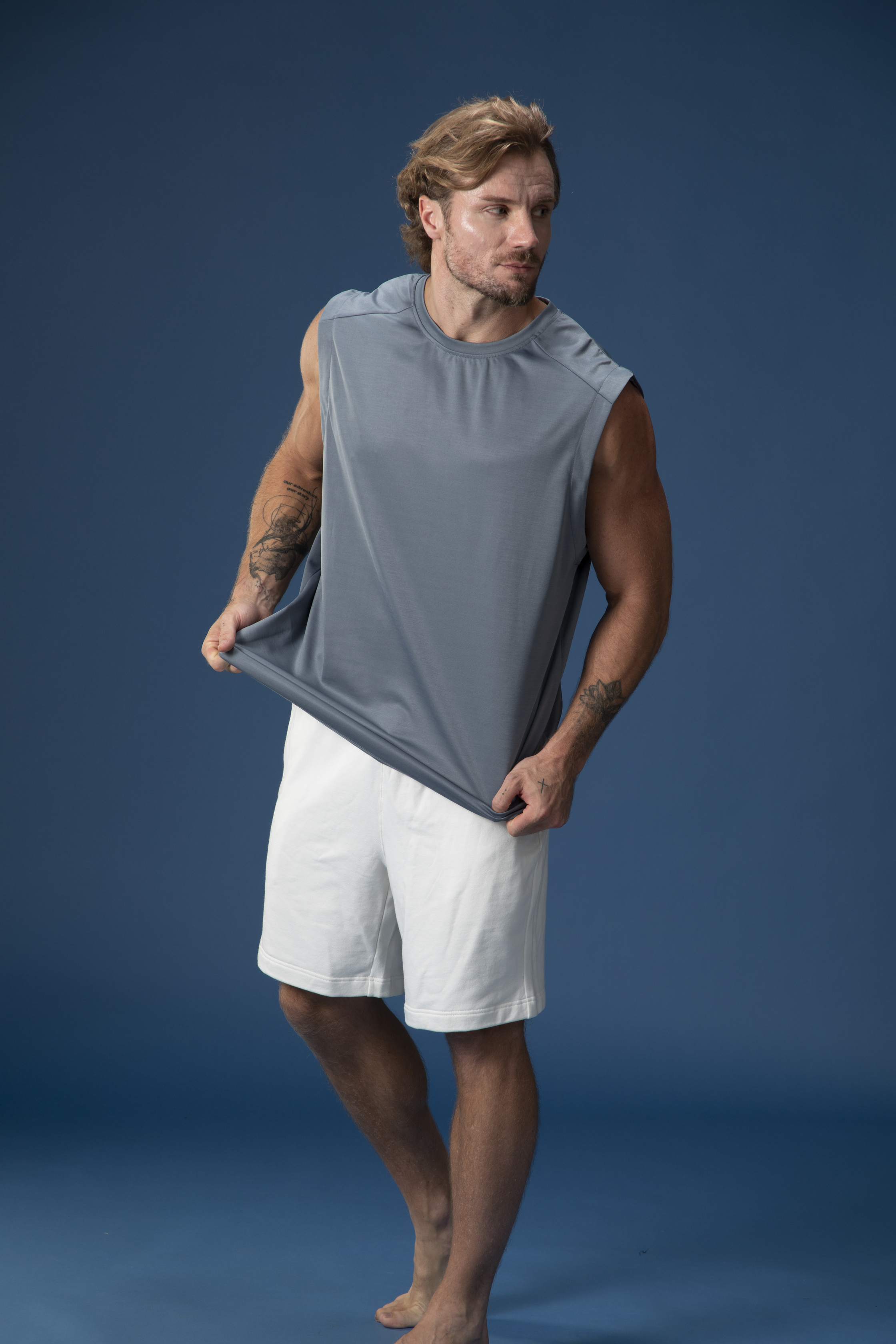 I.M.S男士無袖速乾運動背心-鐵灰色