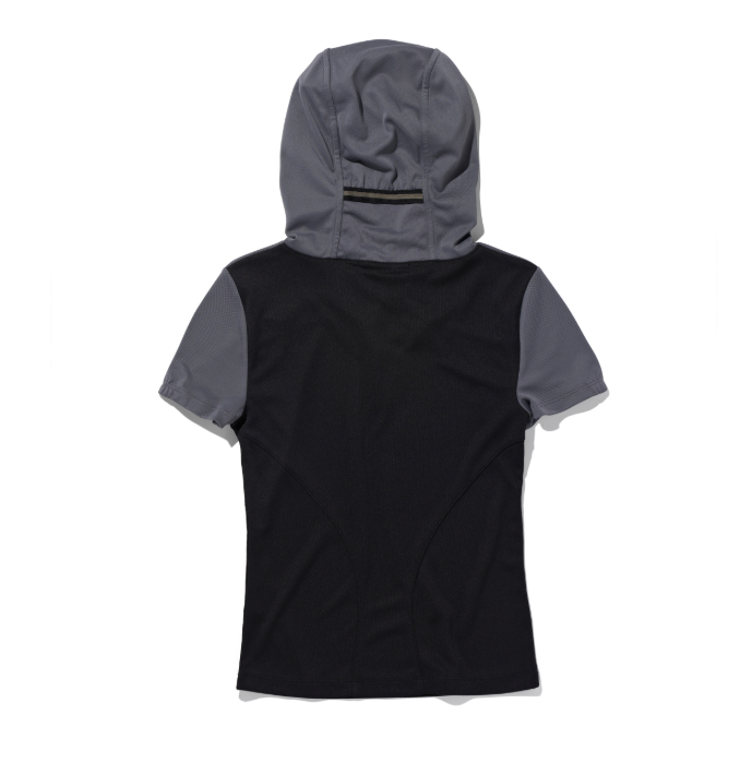 Mischief  MSCHF  許光漢、秀智愛牌 /  SHIRRING HOODED JERSEY TOP_BLACK 連帽平紋針織短袖上衣 黑色 / AUG25