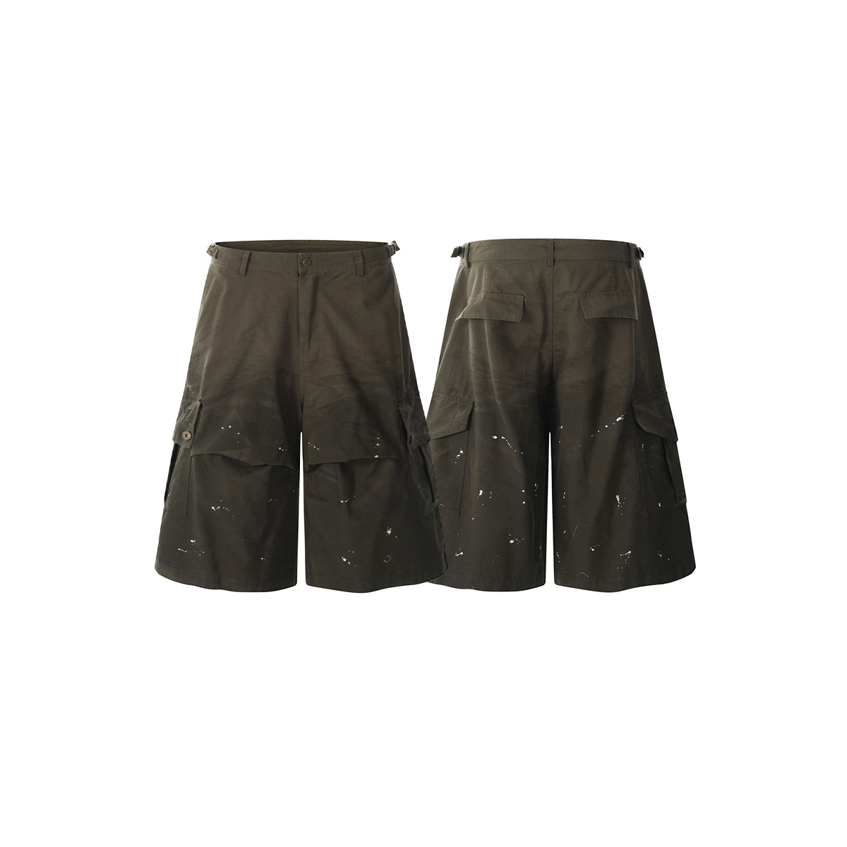 OurPick Pleated Ink Cargo Jorts 打褶潑墨工裝七分軍褲
