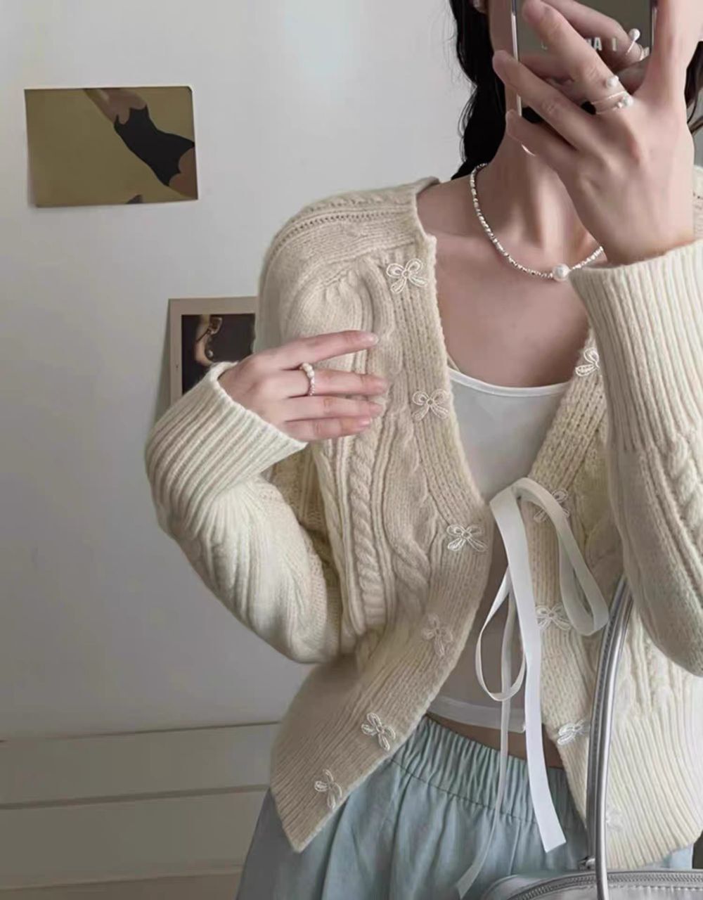 Bow Tie Cable Knit Sweater