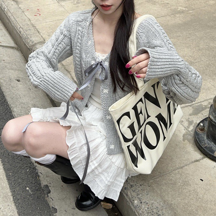 Bow Tie Cable Knit Sweater