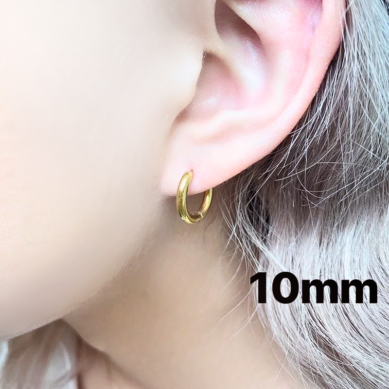 抗敏鋼 金色圓面鋼易扣式耳環(單支價)