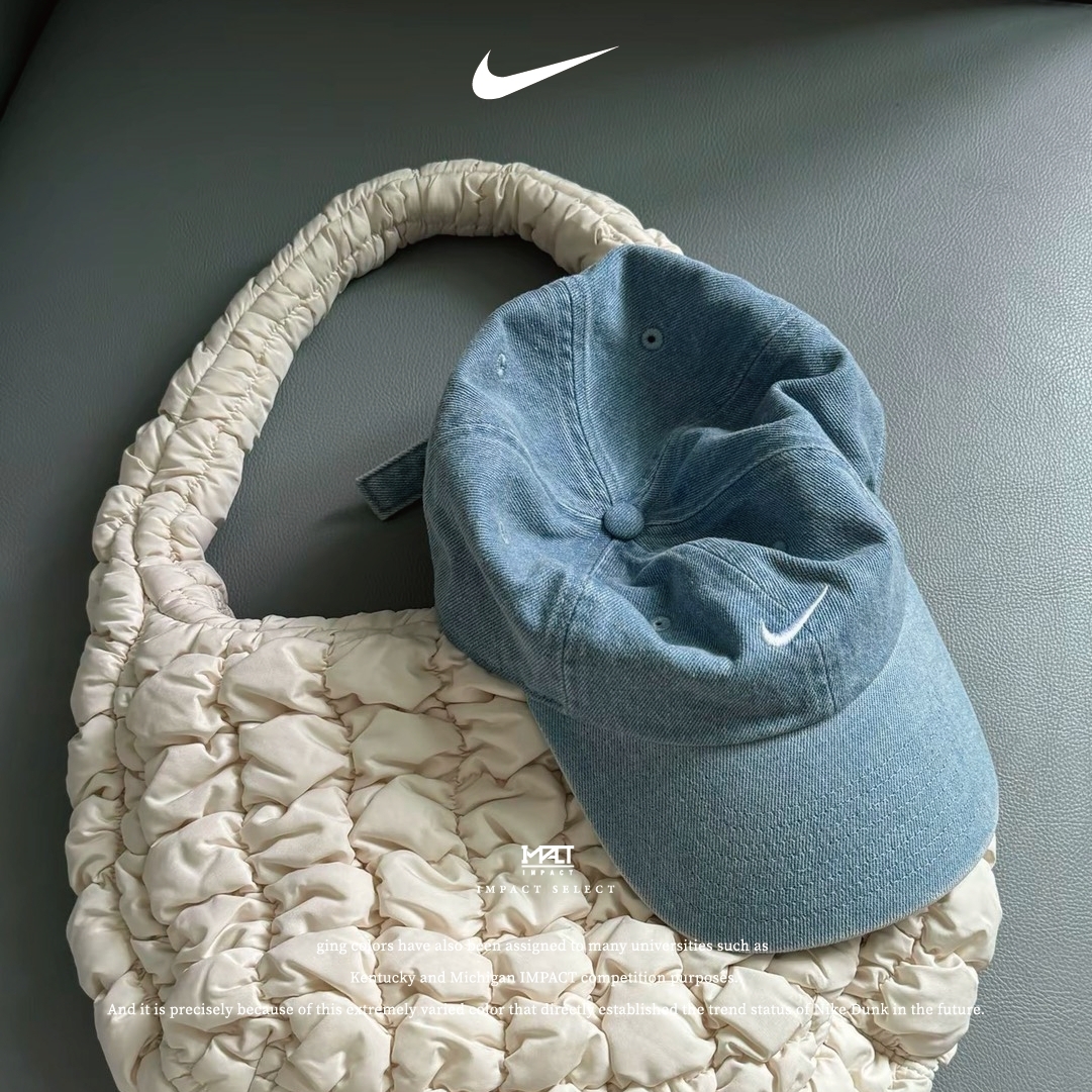 Nike Club 水洗丹寧 刺繡小勾 軟帽 老帽 HF0383-429