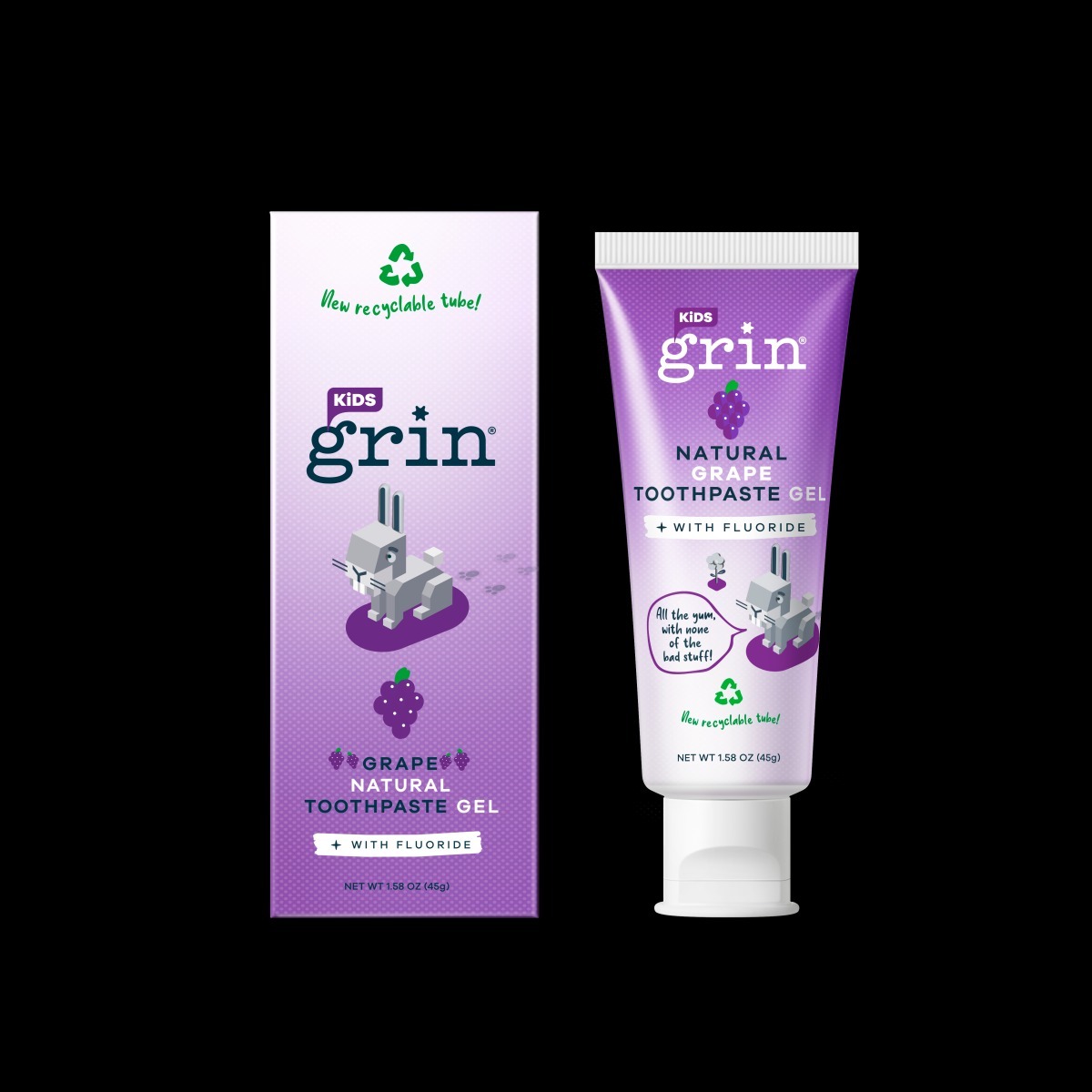 MNS400特價專場-Grin天然防蛀兒童牙膏70g-含氟 (士多啤梨味) (葡萄味) (A400)