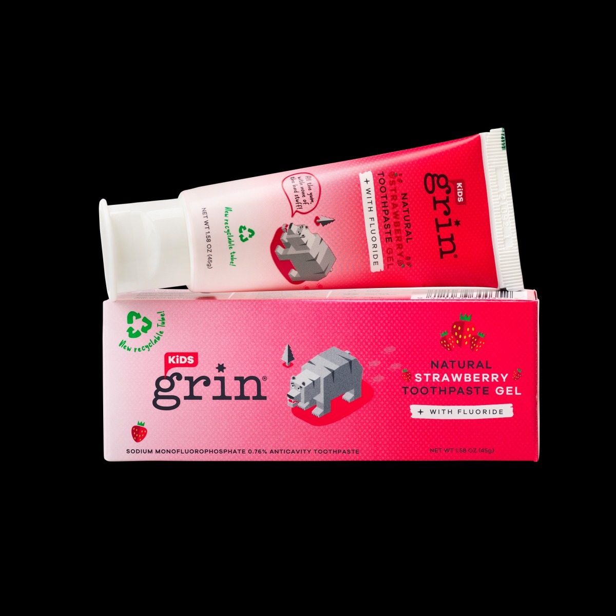 MNS400特價專場-Grin天然防蛀兒童牙膏70g-含氟 (士多啤梨味) (葡萄味) (A400)