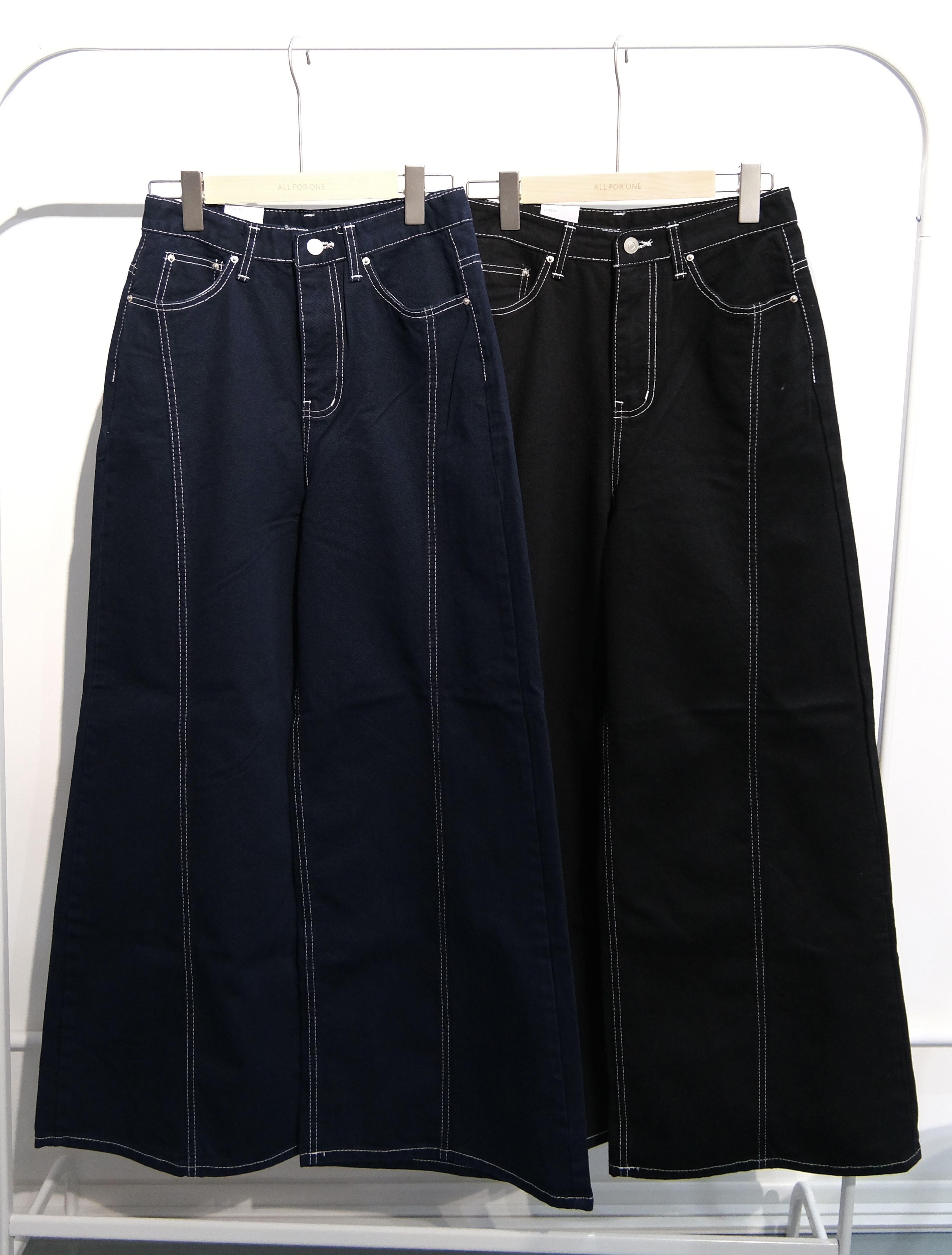 [兩色入] 大推!明線小傘牛仔褲( Black )