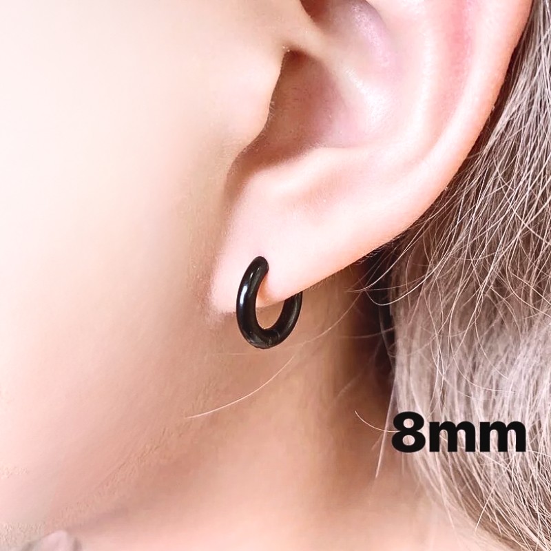 抗敏鋼 黑色圓面鋼易扣式耳環(單支價)