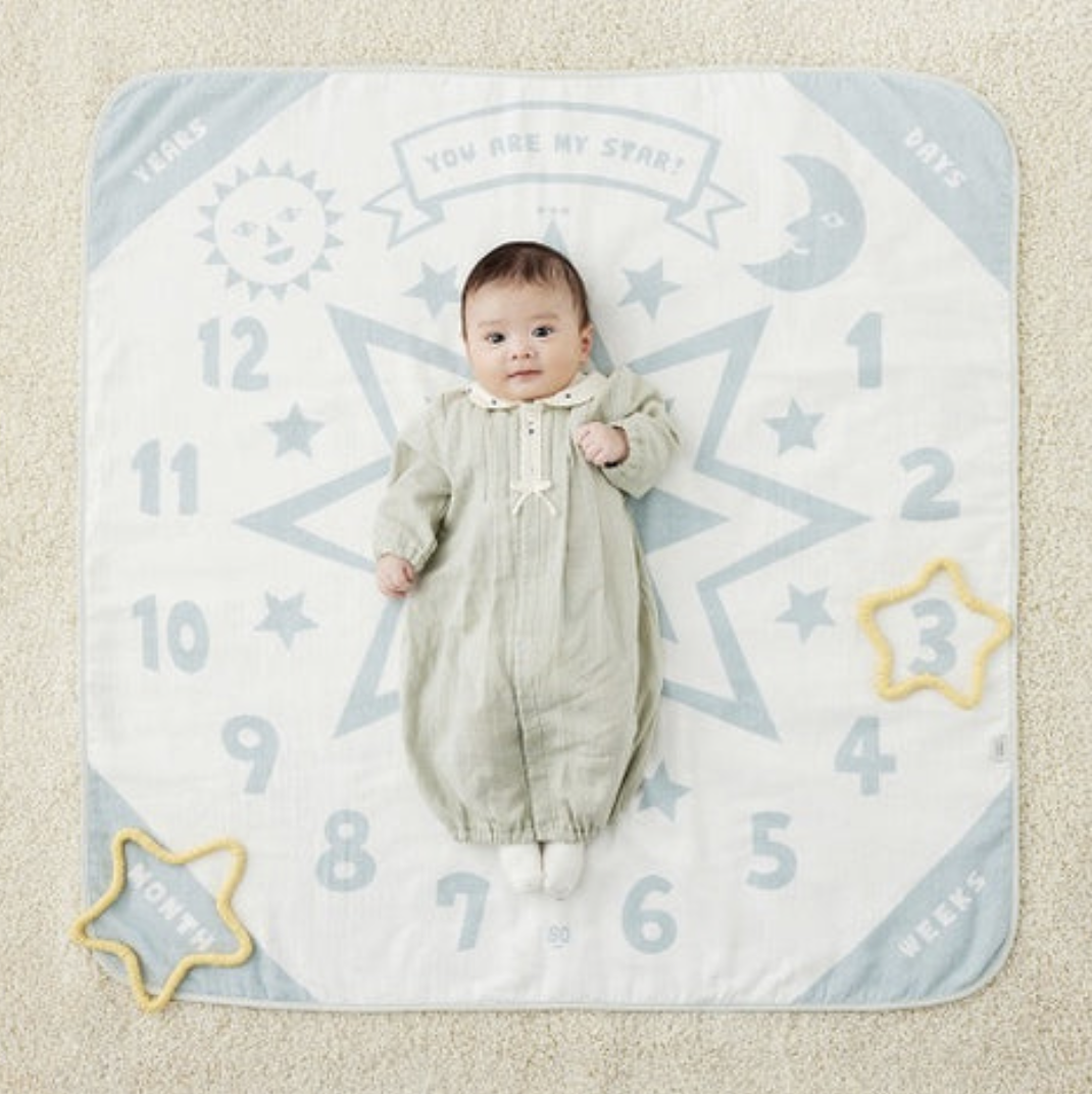 日本製 10mois tupera tupera 日月星成長紀念浴巾
