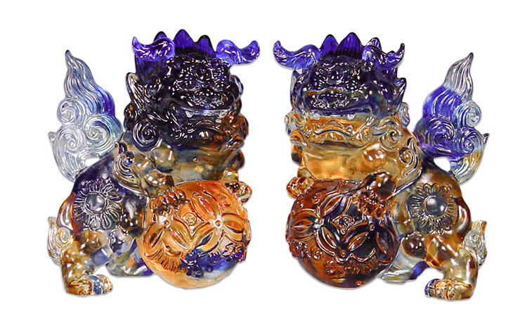 鹿港窯禮品館｜琉璃祥獅獻瑞擺飾 獅子系列開運吉祥家居藝術品