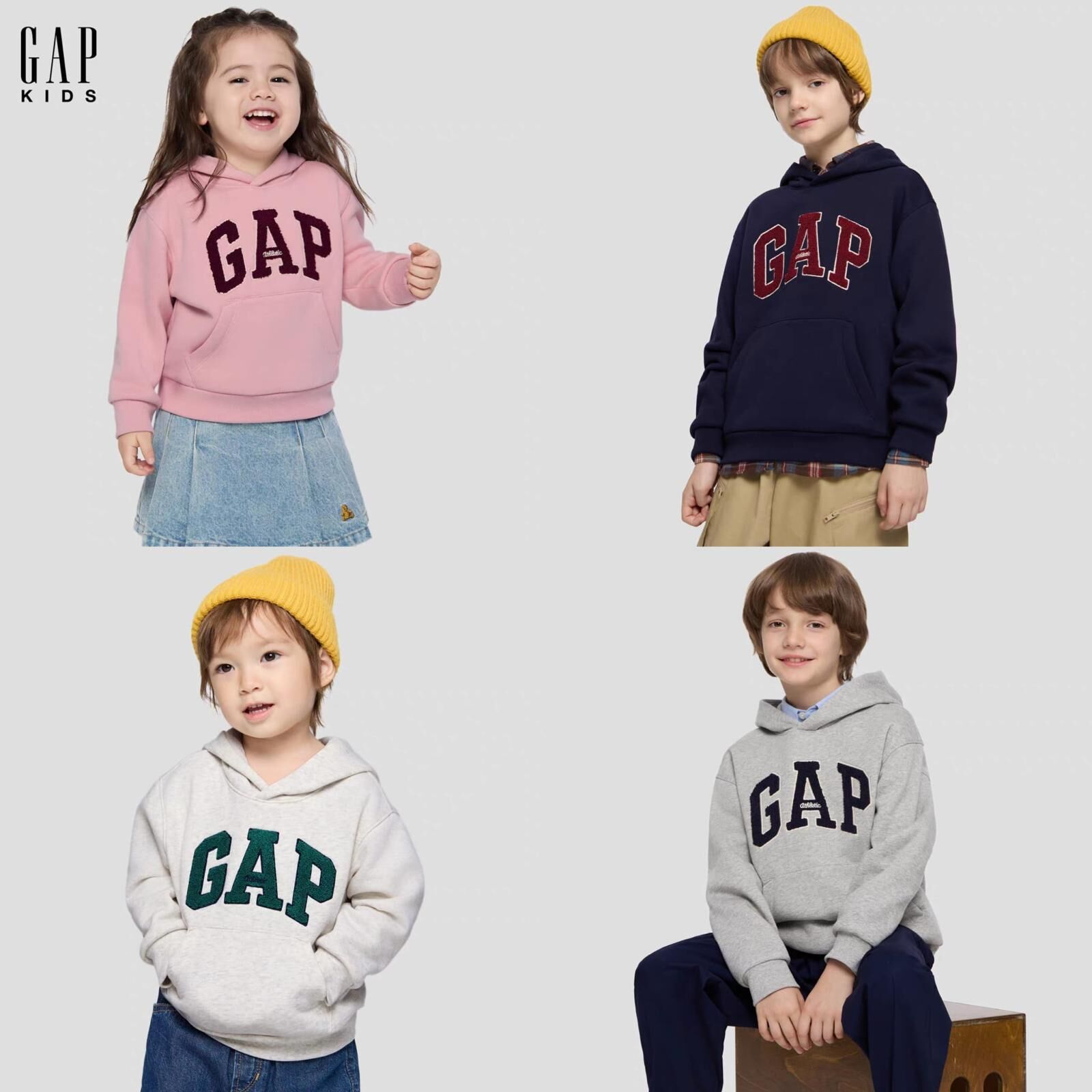 廠單 Gap秋冬新款毛巾繡連帽衛衣