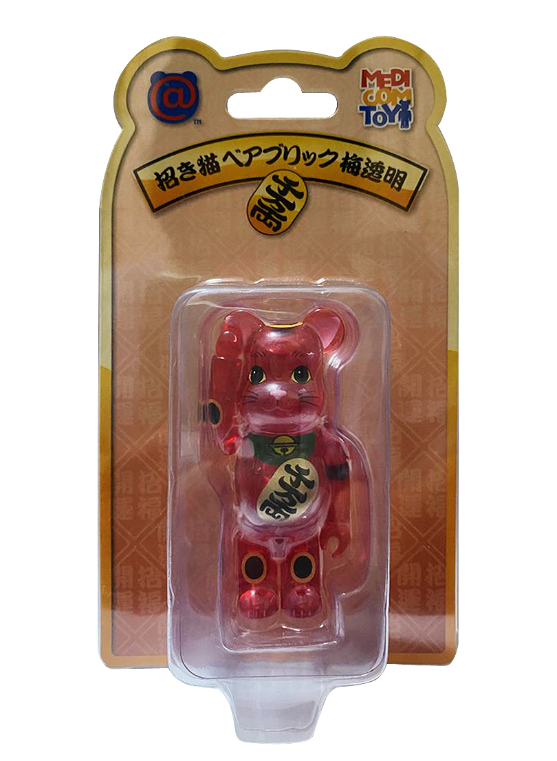 BEARBRICK 招き猫 Transparent Red Lucky Cat 梅透明 招財貓 100％