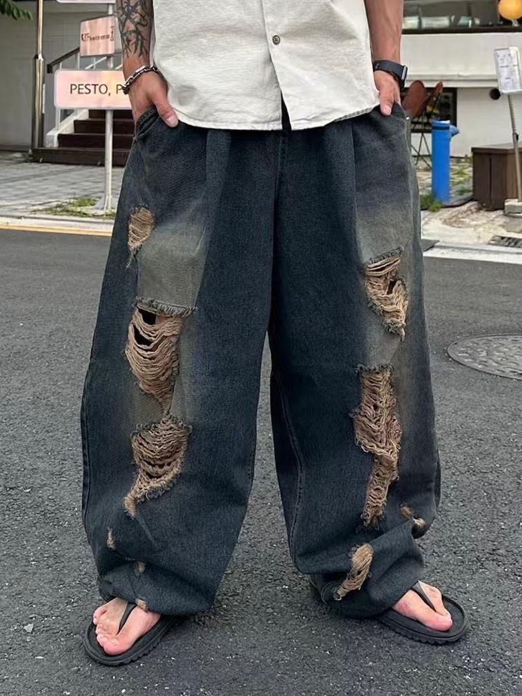 洗水破洞鬆身牛仔褲 P2861