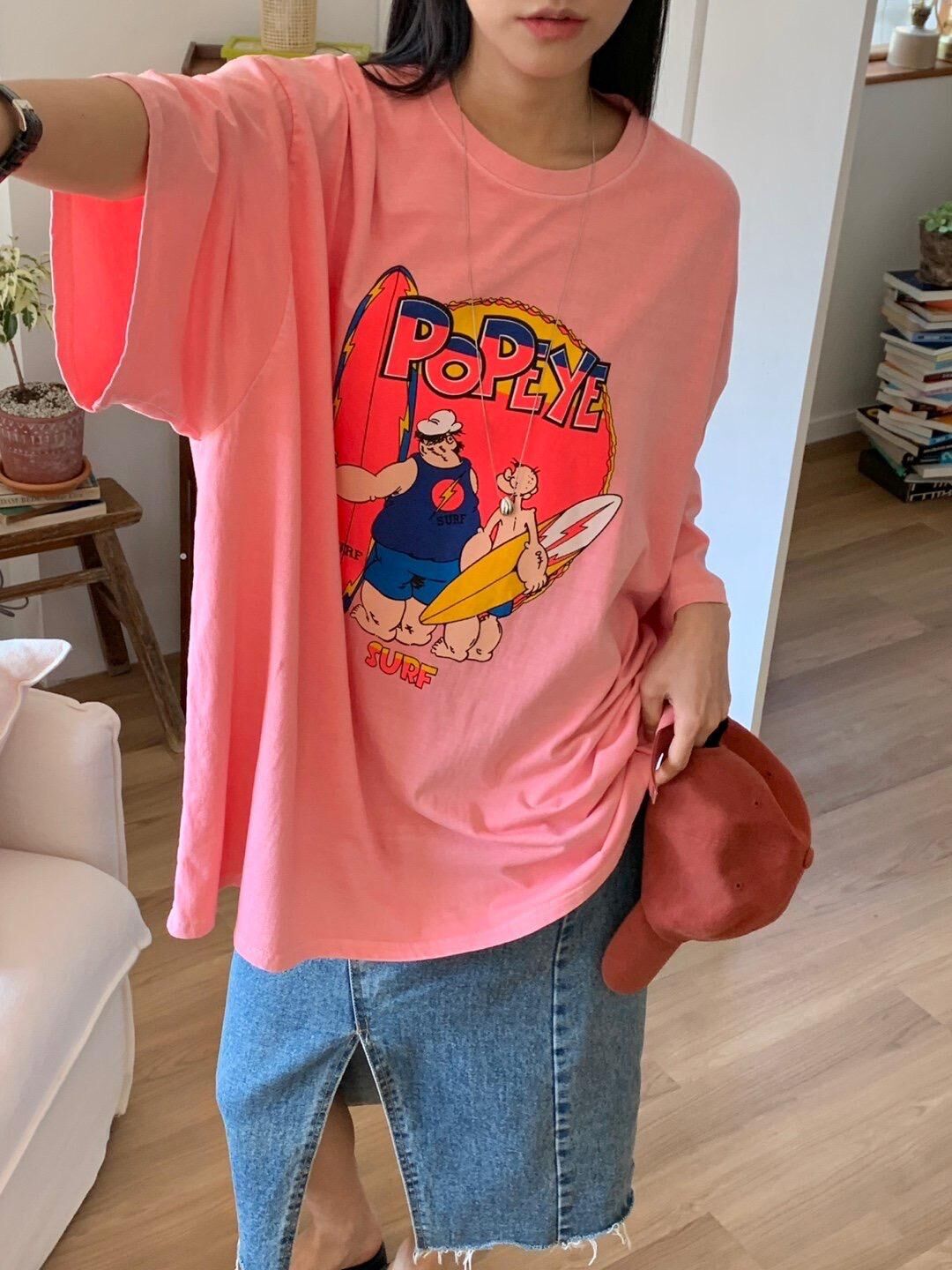 OverSize洗水卡通圖案英文字短袖Tee MB-001T