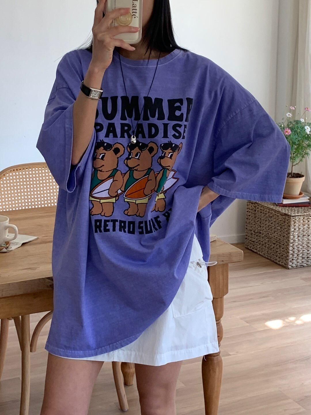 OverSize洗水英文字圖案短袖Tee MB-006T