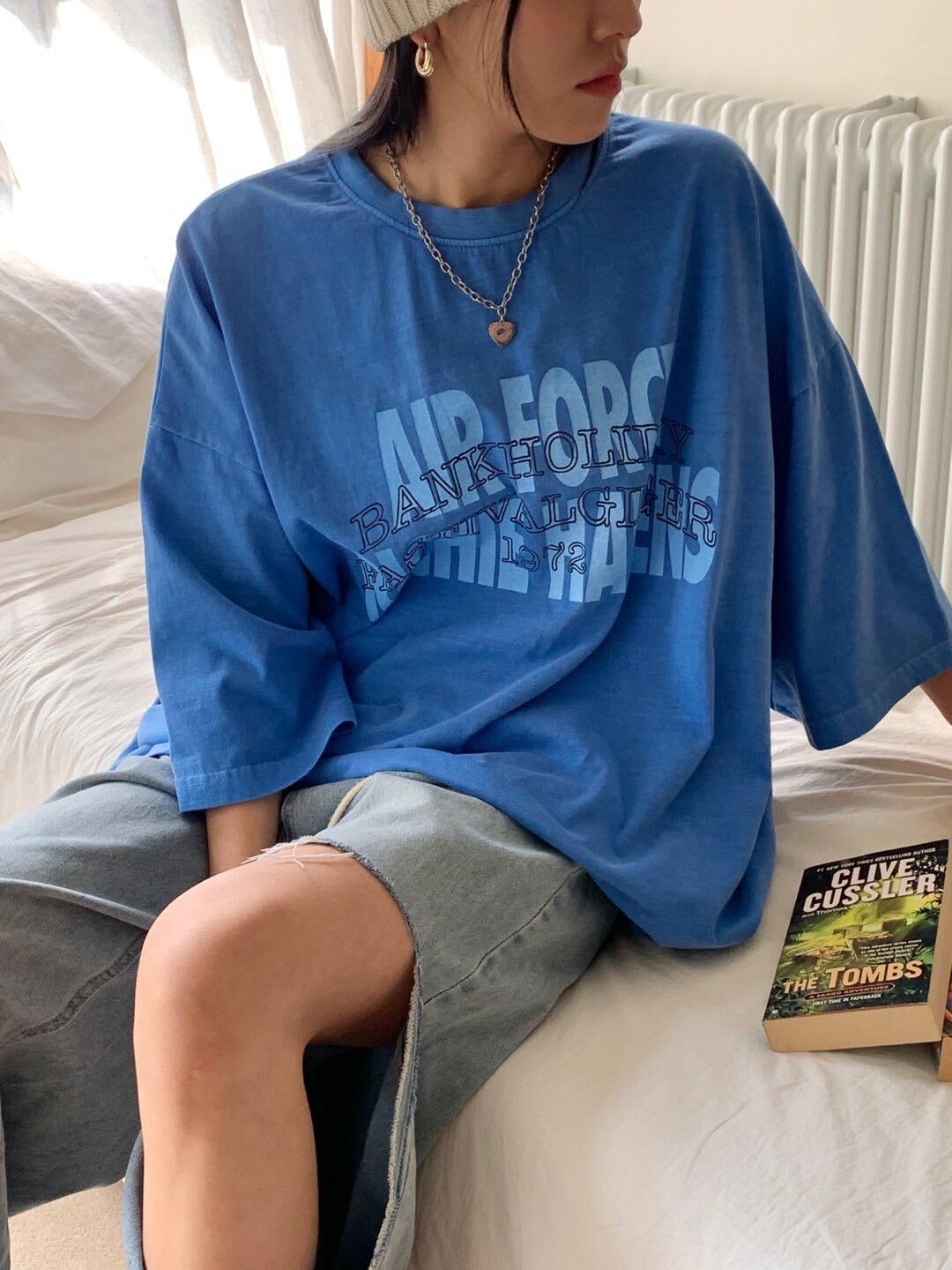 OverSize洗水英文字短袖Tee MB-007T