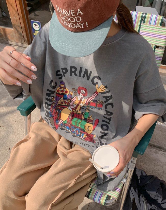 OverSize洗水卡通圖案短袖Tee MB-011T