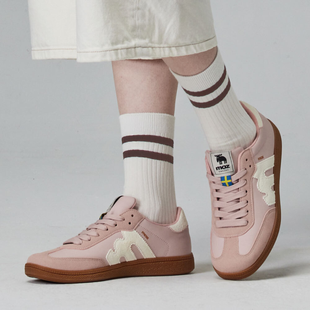 【熱銷】moz瑞典 駝鹿 經典再現 復古 德訓鞋 (櫻花粉)