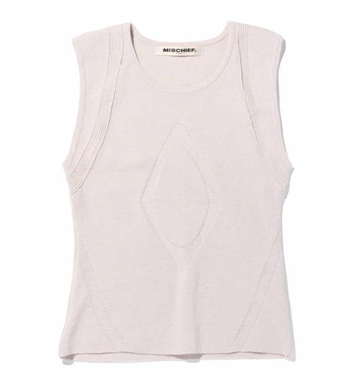 Mischief  MSCHF  許光漢、秀智愛牌 /  HARNESS WEAVE KNIT SLEEVELESS_LIGHT PINK GREY 編織針織無袖上衣_淺粉紅灰色 / AUG25