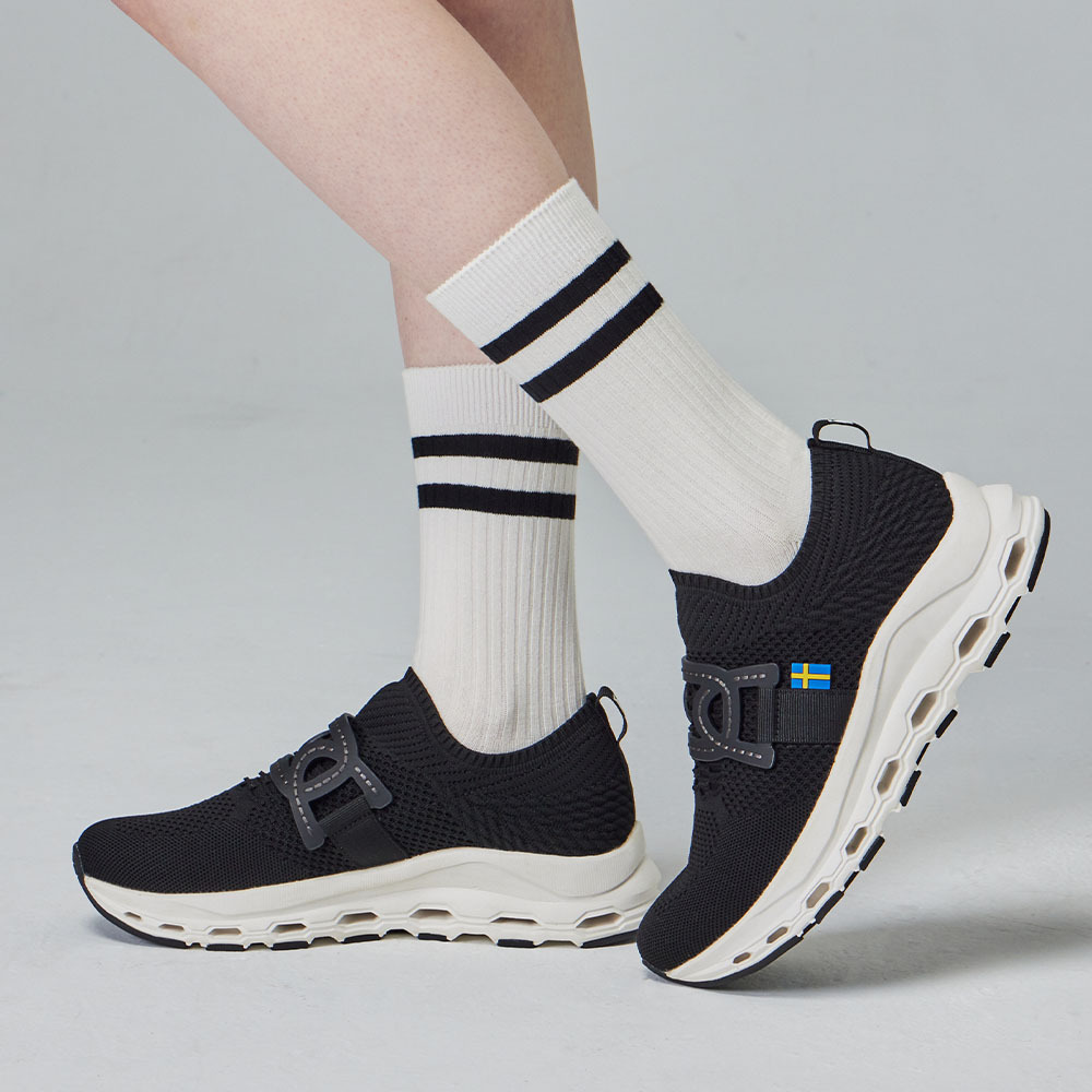 蒙布朗 飛織 蜂巢彈力鞋(黑)