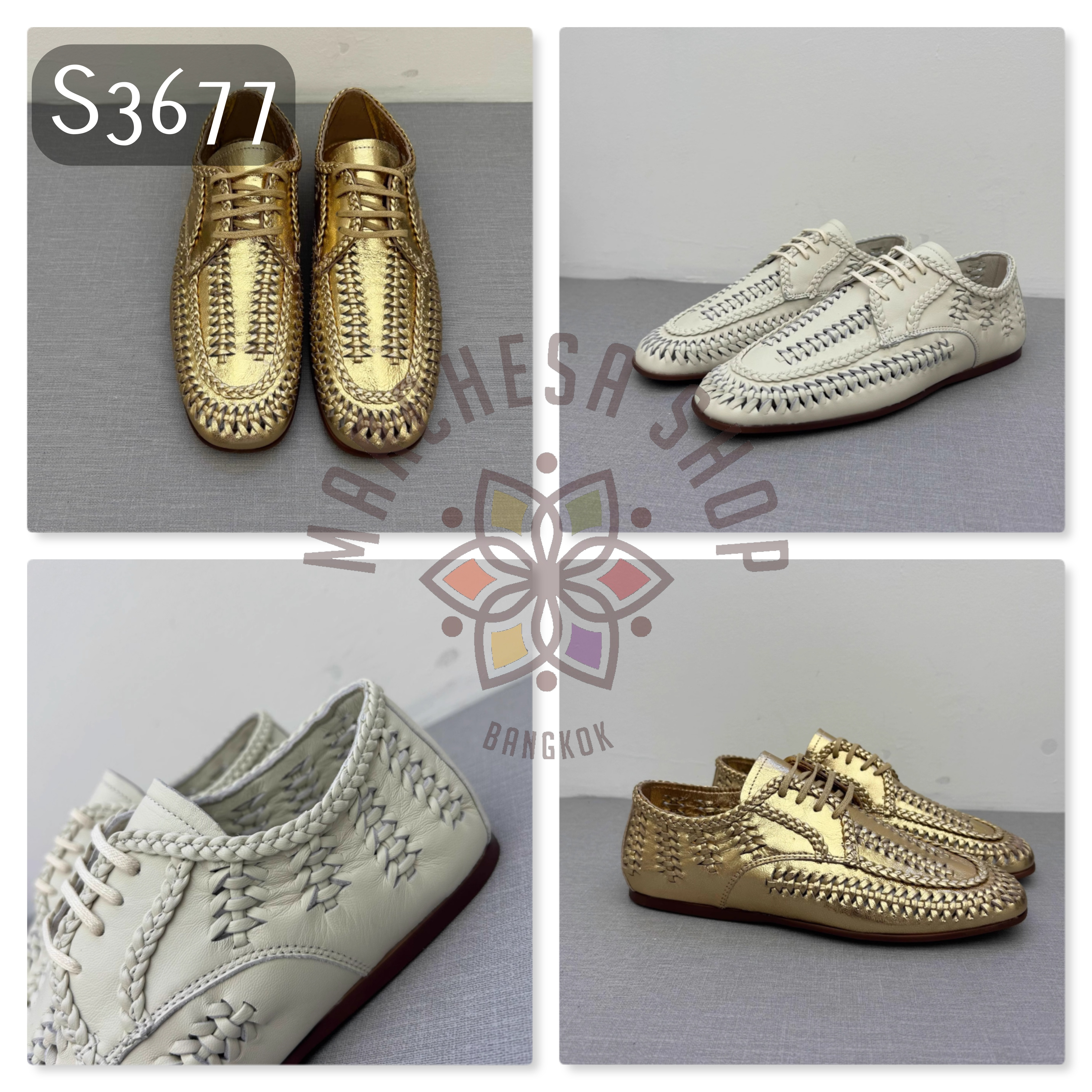 S3677 - 全真皮頭層小羊皮極致編織平底小皮鞋