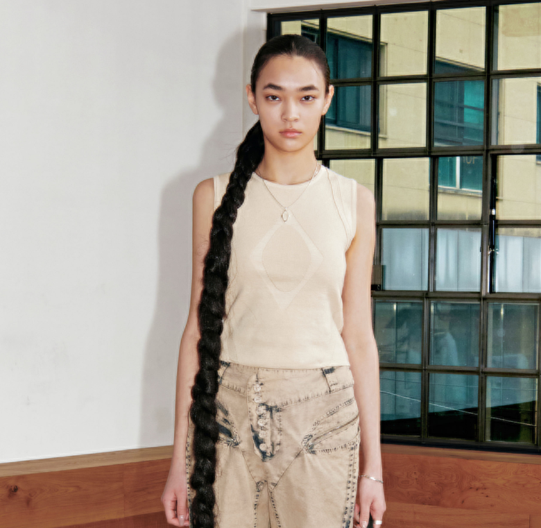 Mischief  MSCHF  許光漢、秀智愛牌 /  HARNESS WEAVE KNIT SLEEVELESS_BEIGE 編織針織無袖上衣_米色 / AUG25
