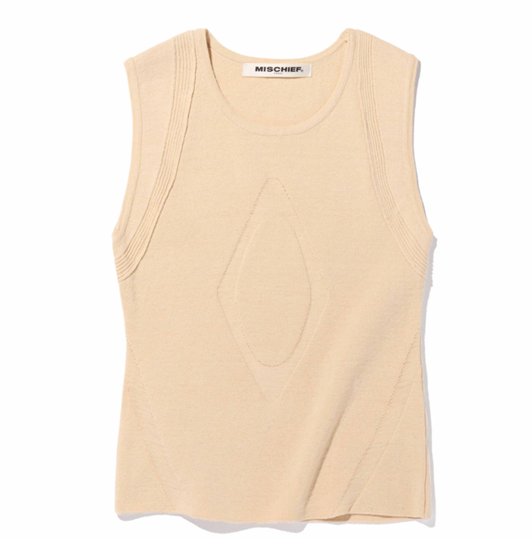Mischief  MSCHF  許光漢、秀智愛牌 /  HARNESS WEAVE KNIT SLEEVELESS_BEIGE 編織針織無袖上衣_米色 / AUG25