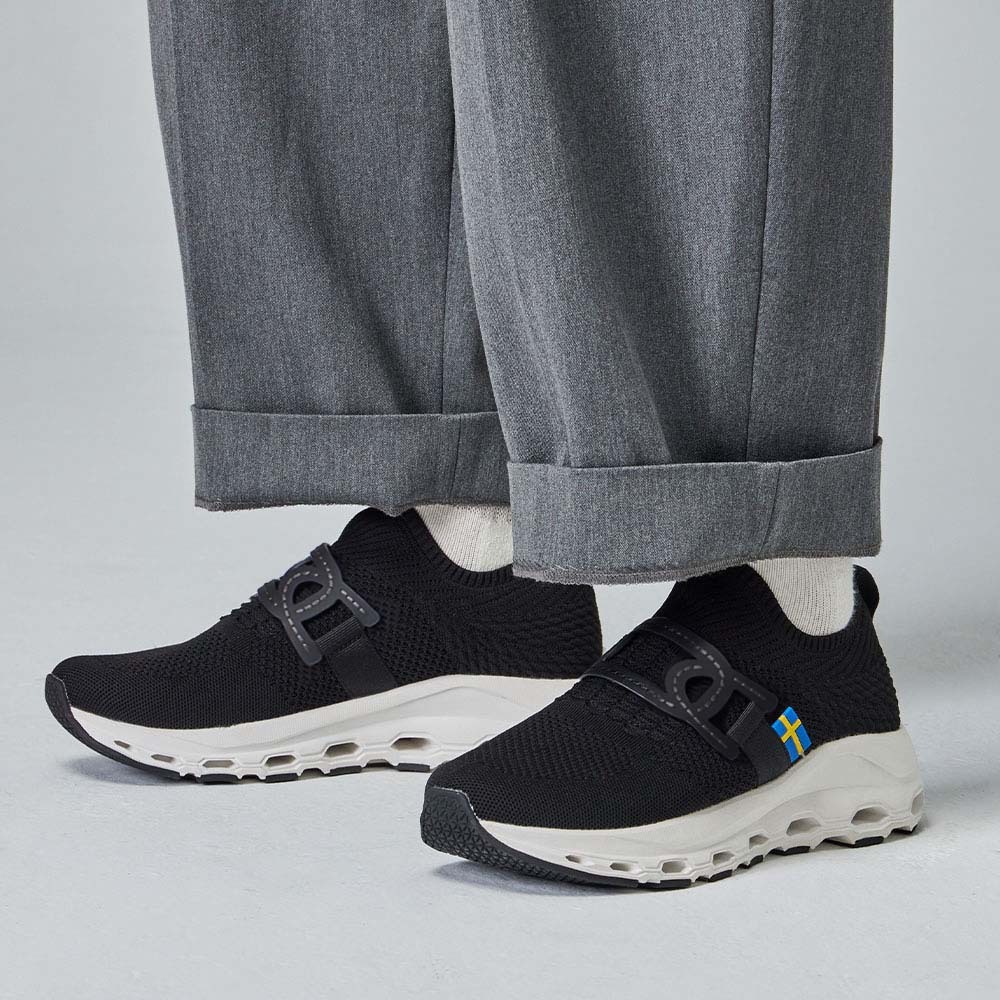 蒙布朗 飛織 蜂巢彈力鞋(黑)