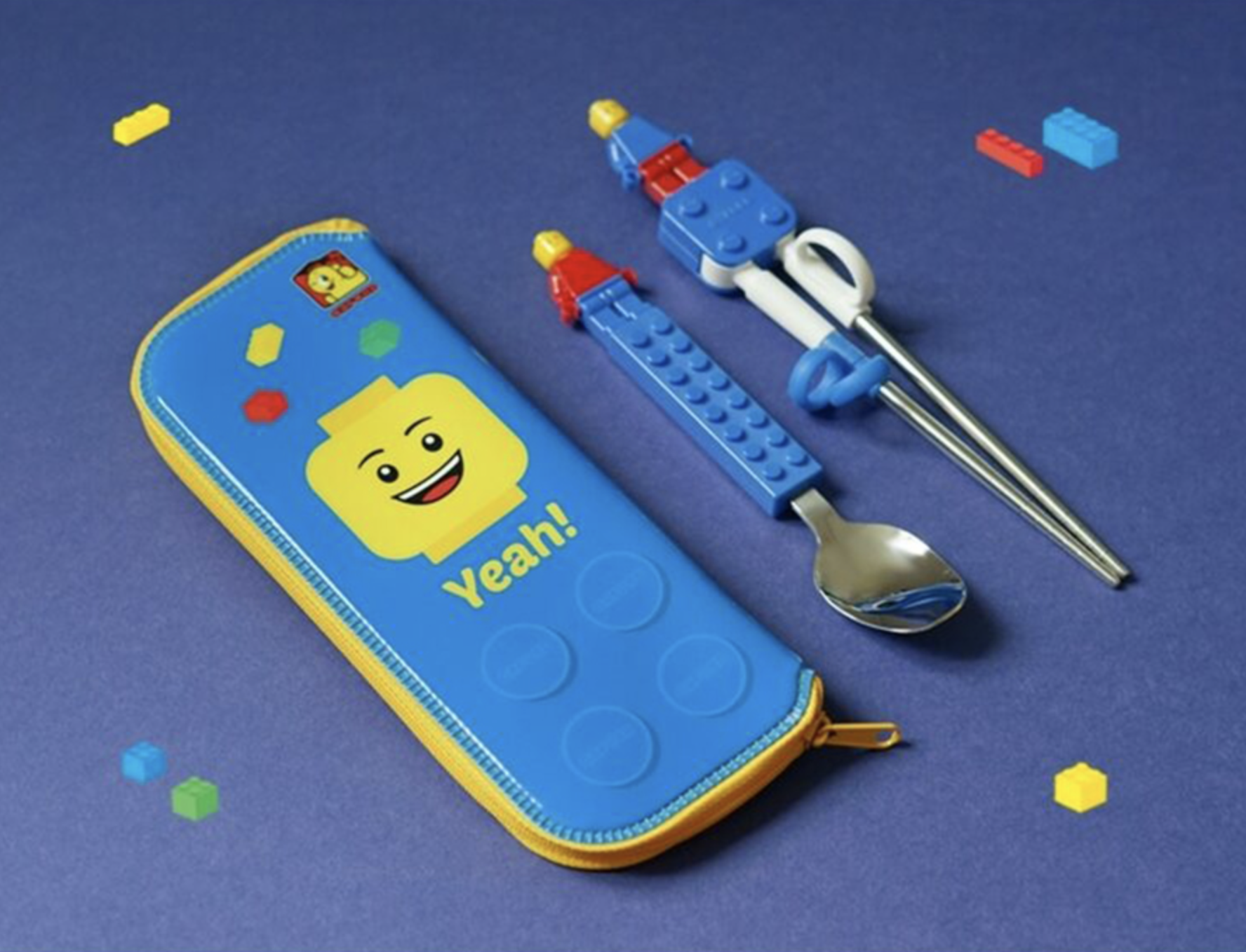 韓國 OXFORD Lego 積木 兒童不鏽鋼餐具連餐具袋套裝