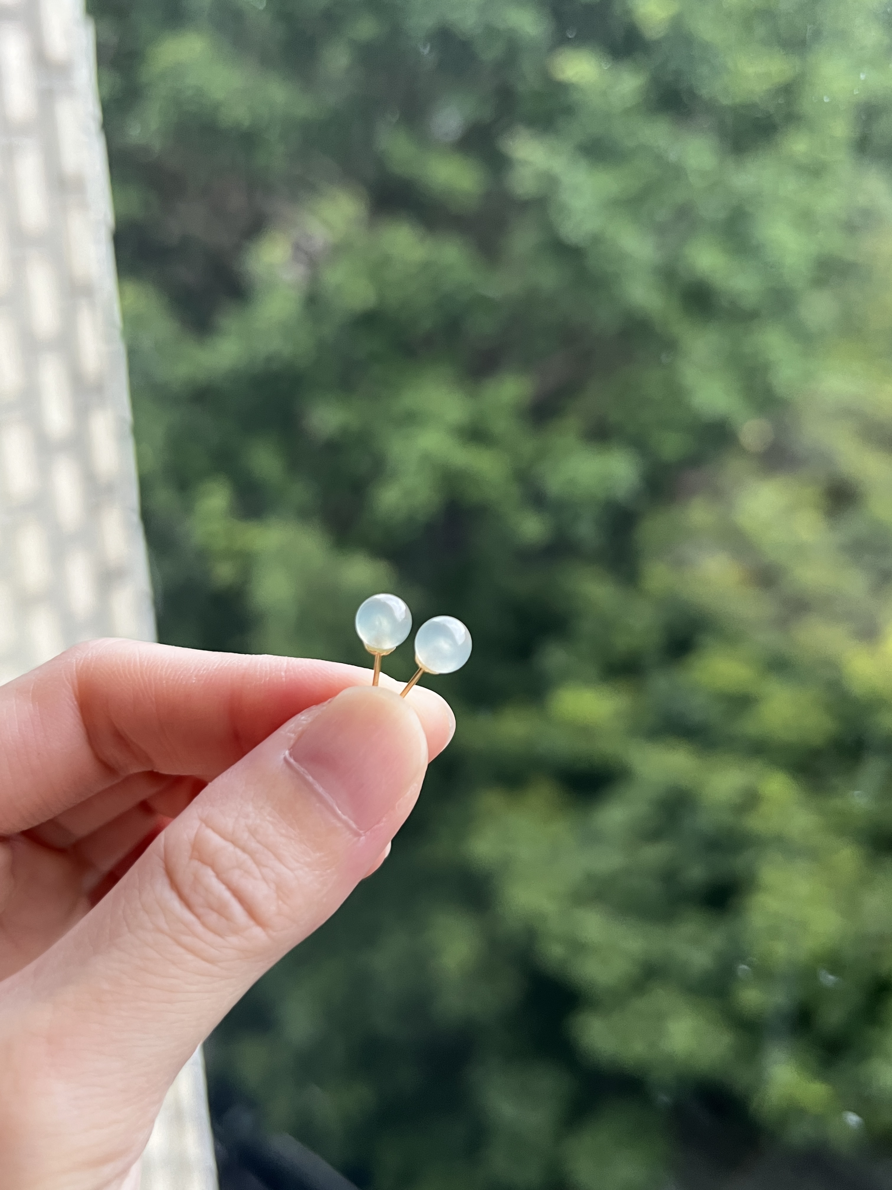 18k冰晴圓珠耳針