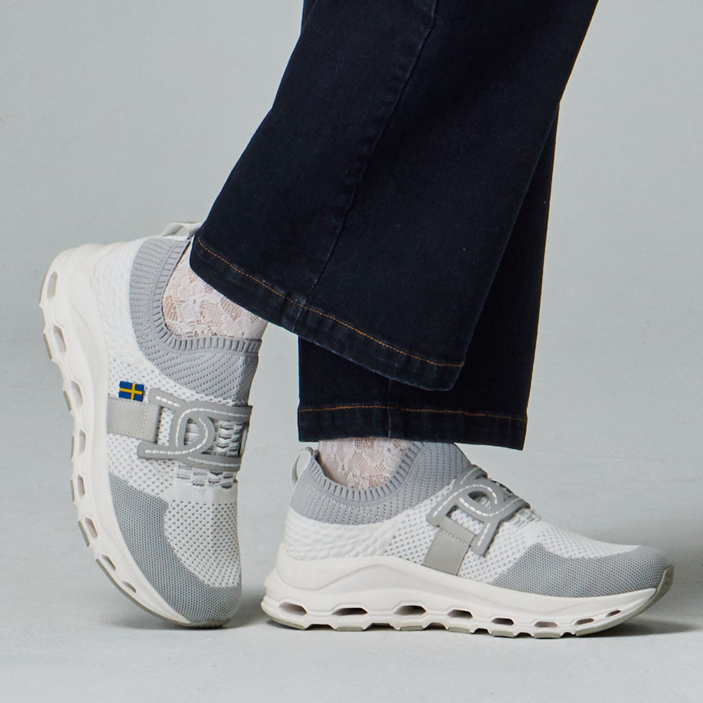 蒙布朗 飛織 蜂巢彈力鞋(灰白)