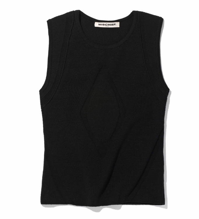 Mischief  MSCHF  許光漢、秀智愛牌 /  HARNESS WEAVE KNIT SLEEVELESS_BLACK 編織針織無袖上衣_黑色 / AUG25