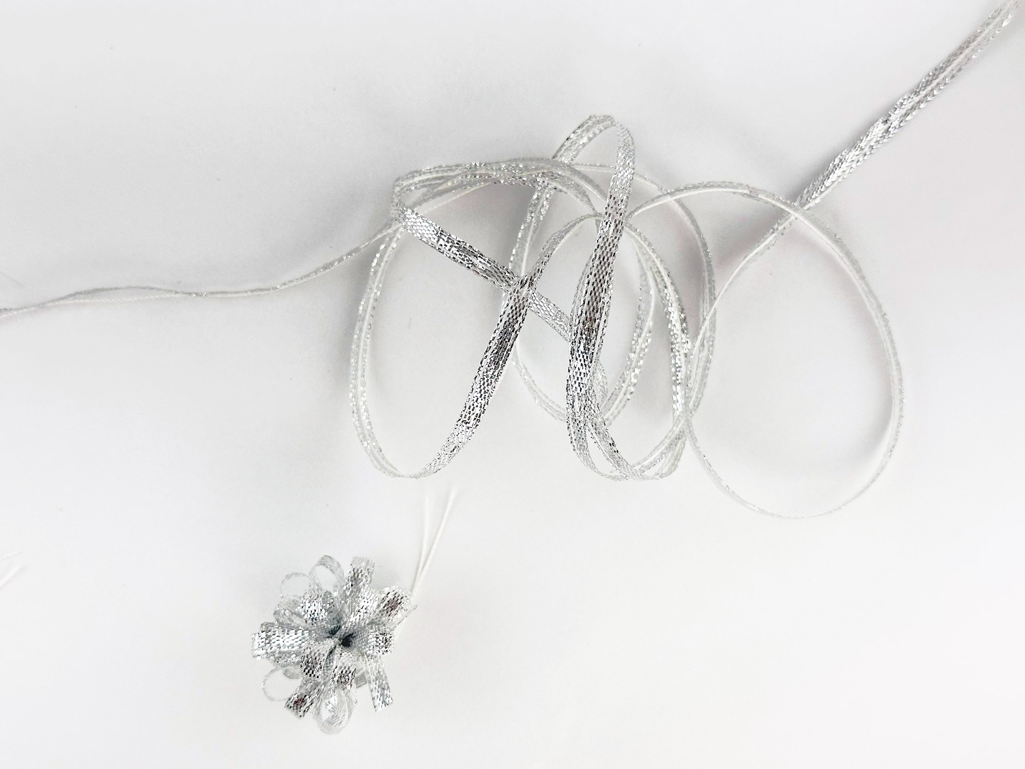 細版銀光拉花帶_3mmx100碼_可拉成迷你小球_絕版Outlet