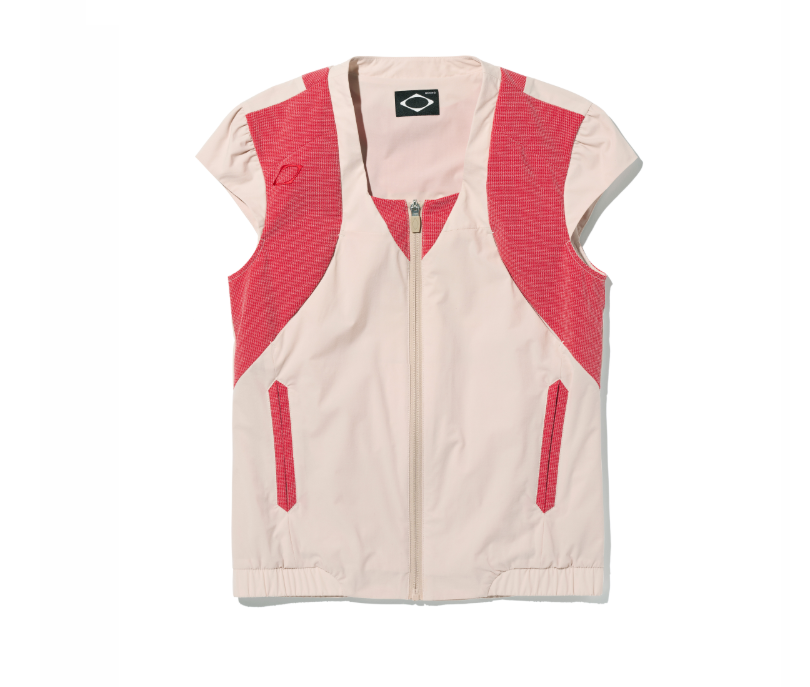 Mischief  MSCHF  許光漢、秀智愛牌 /  COLOR BLOCKED TRACK ZIP-UP_RED/BEIGE 拼色拉鍊短袖上衣 / AUG25