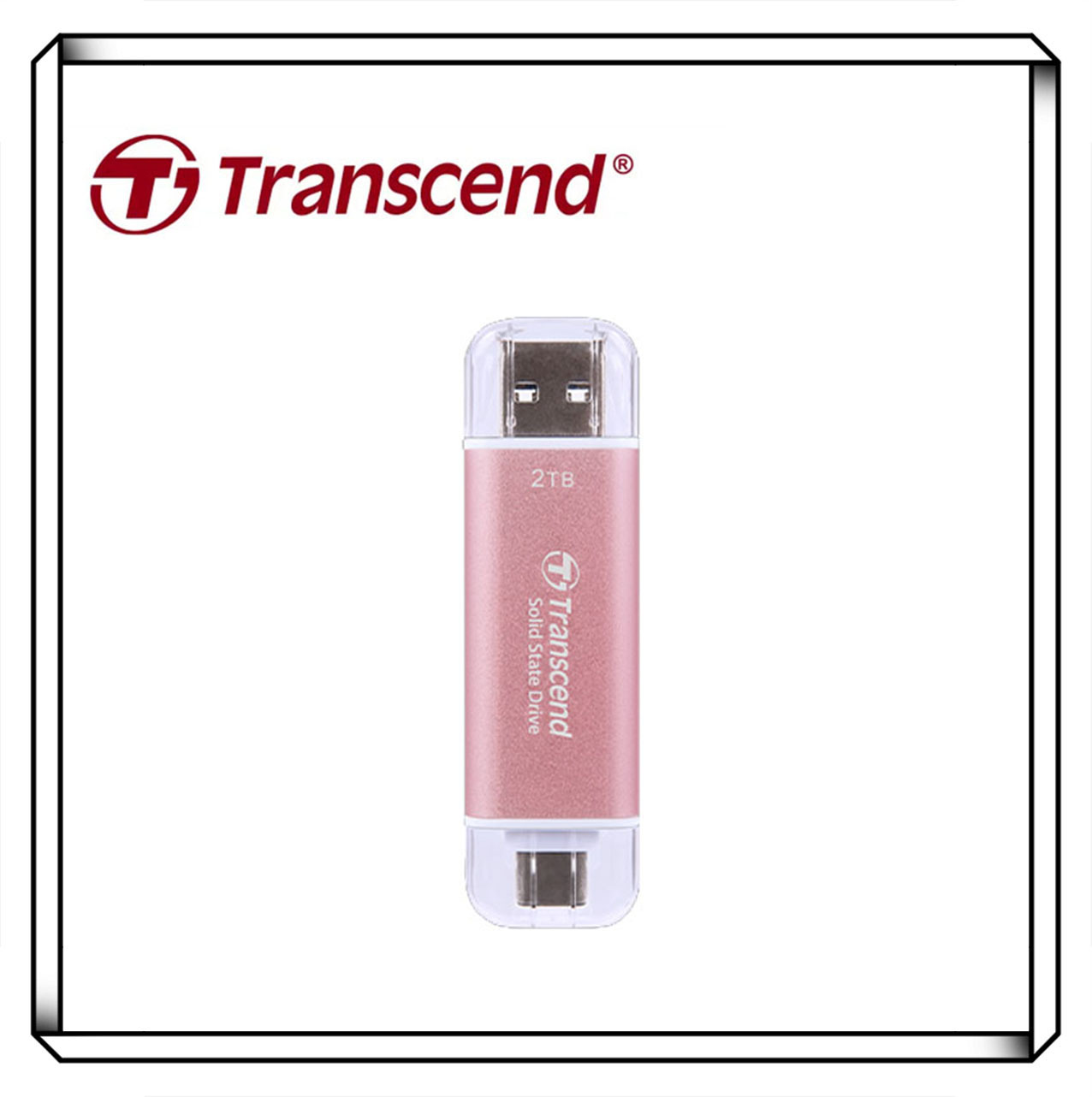 Transcend 創見ESD310P USB3.2/Type C 512GB 雙介面固態行動隨身碟/高速隨身碟-櫻花粉