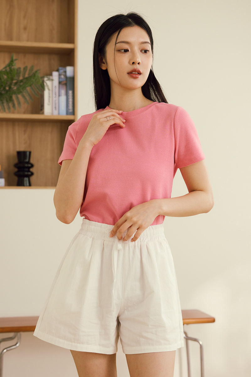 手袖字母刺繡坑條上衣