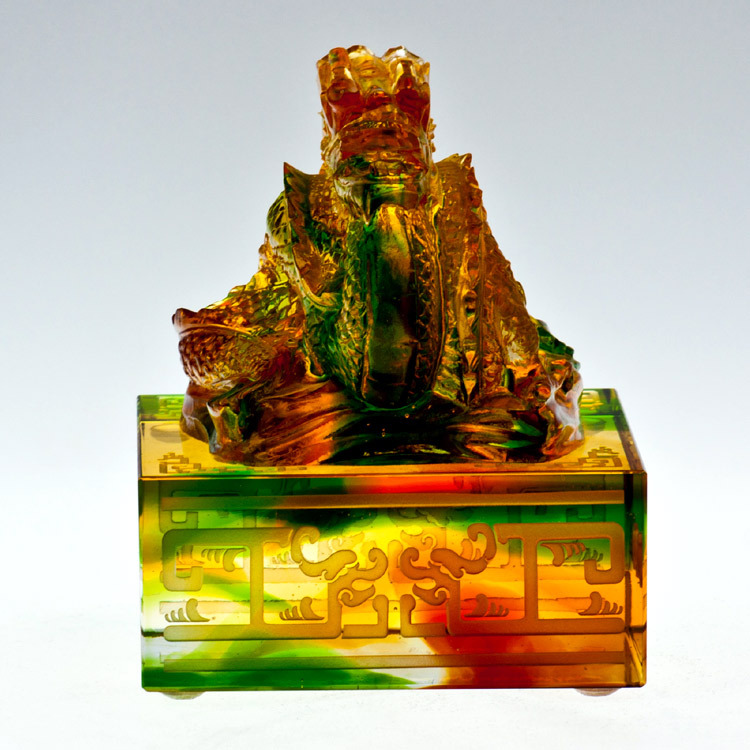 鹿港窯 琉璃-擺飾/印璽【雙龍印璽-80mm】