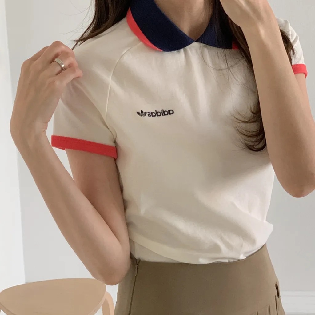Adidas 短版 miu風 polo上衣
