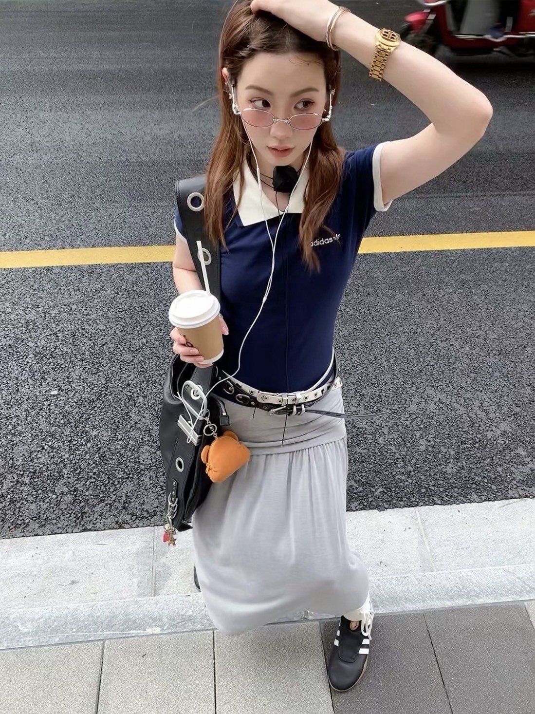 Adidas 短版 miu風 polo上衣