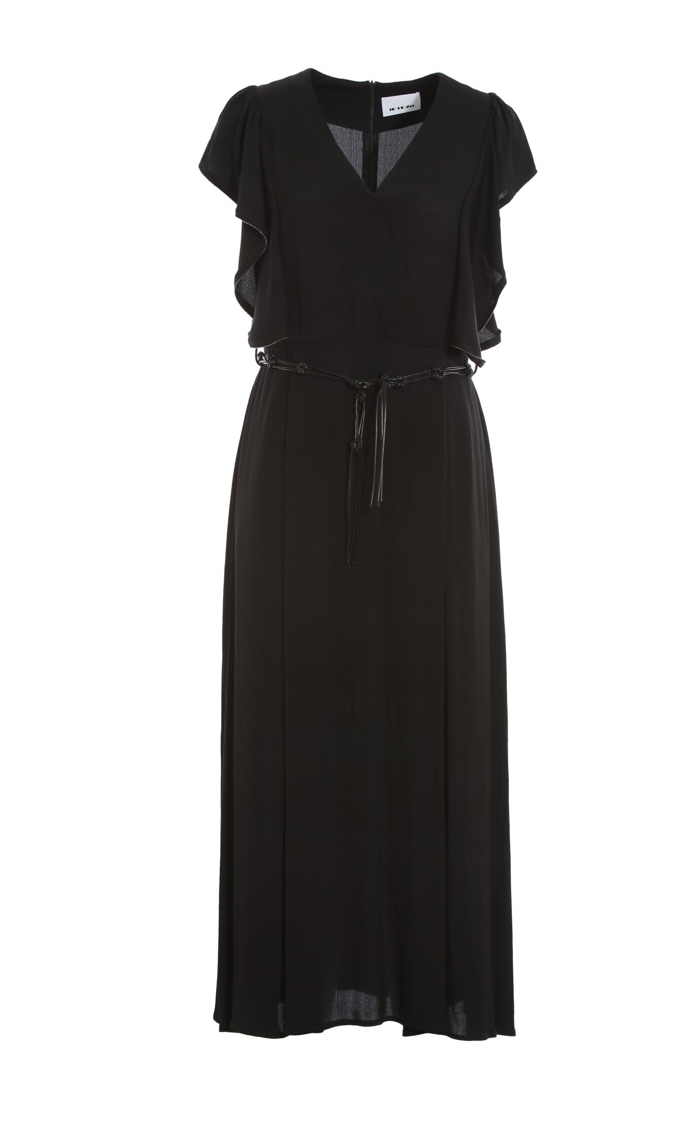 BD10062E1 黑白party蝴蝶袖圍裹式編織綁帶長洋 (附腰帶)