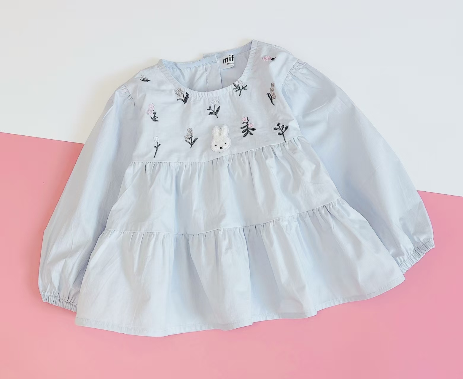 🐰𝐌𝐢𝐟𝐟𝐲 刺繡純棉長袖襯衫上衣裙