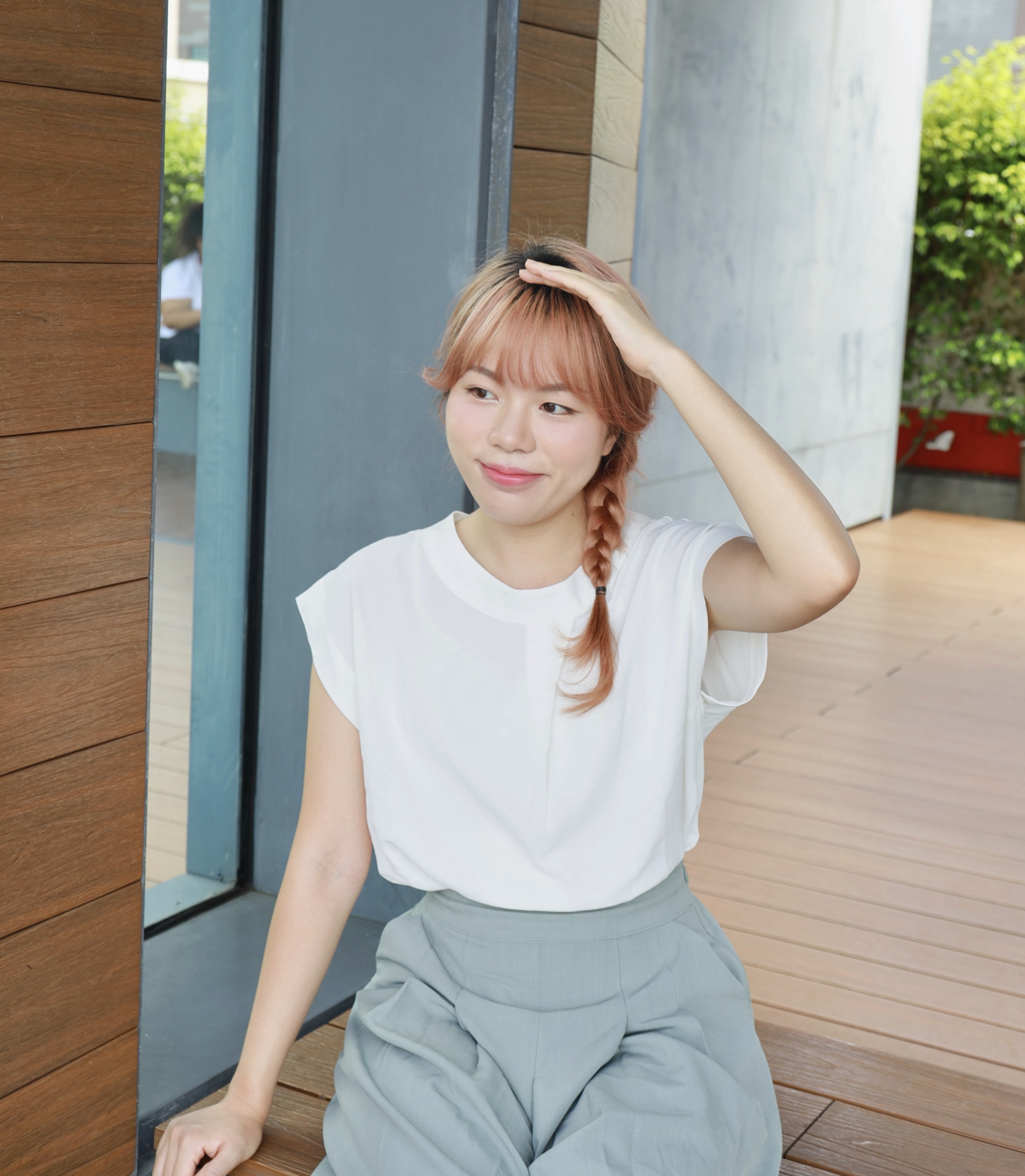 ||OL97|| 簡單特色圓領微摺上衣