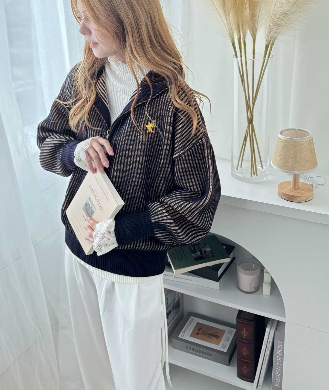 【預購】JN081252 classicalelf 女裝半拉鏈寬鬆衛衣