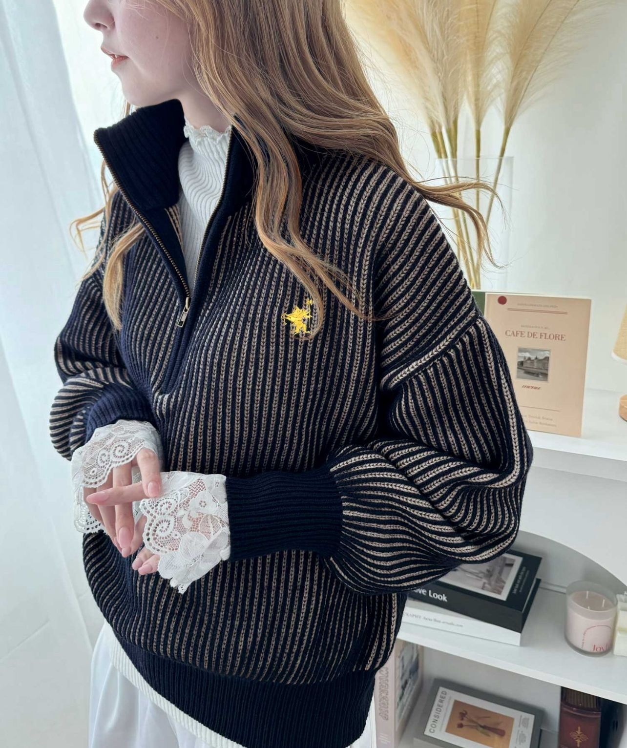 【預購】JN081252 classicalelf 女裝半拉鏈寬鬆衛衣