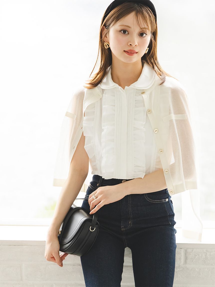 [預購] 折扣SNIDEL永續金屬紐扣雪紡開襟衫