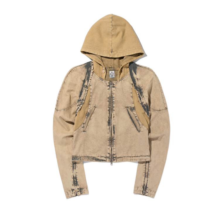 Mischief  MSCHF  許光漢、秀智愛牌 /  BLEACHED CUT OFF HOODIE JACKET_BLEACHED MUD 漂白剪裁連帽夾克_漂白泥色 / AUG25