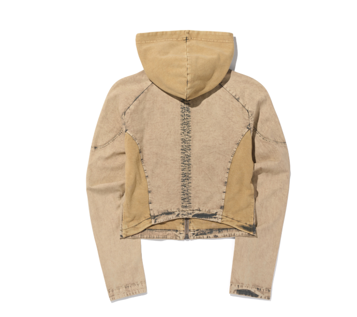 Mischief  MSCHF  許光漢、秀智愛牌 /  BLEACHED CUT OFF HOODIE JACKET_BLEACHED MUD 漂白剪裁連帽夾克_漂白泥色 / AUG25