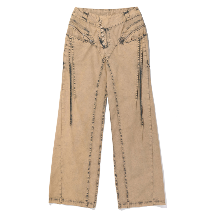 Mischief  MSCHF  許光漢、秀智愛牌 /  BLEACHED PINTUCK PANTS_BLEACHED MUD 漂白打褶長褲_漂白泥色 / AUG25